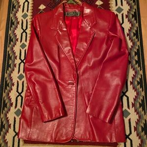 Vintage red leather blazer